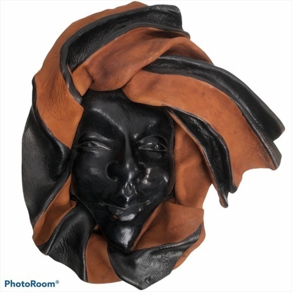 Authentic Haitian real leather wall mask